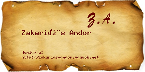 Zakariás Andor névjegykártya